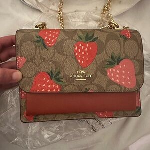 Authentic Coach mini Klare crossbody wild strawberry print